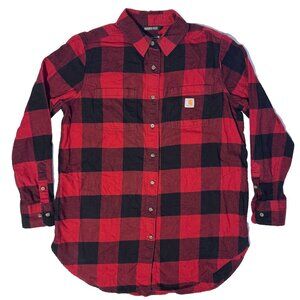 Carhartt Women's Rugged Flex Relaxed Fit Midweight Red Plaid Flannel - L